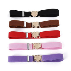 Kids Colorful Elastic Stretch Belts w/ Heart Shape Buckle