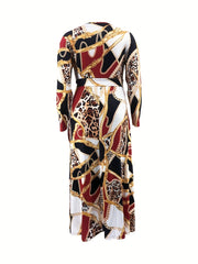 Colorblock Leopard Print Maxi Dress With Belt