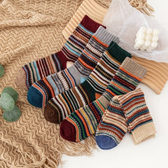 5 Pairs Mixed Outdoor Wool Socks Thick Soft Comfortable Mid Calf