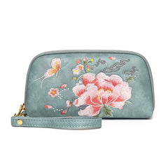 Floral Clutch Wallet Stylish Zipper Handbag Pink Green Everyday Wal