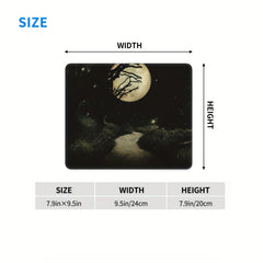 Night Moon Square Mouse Pad for Office Home Games Laptop Desktop