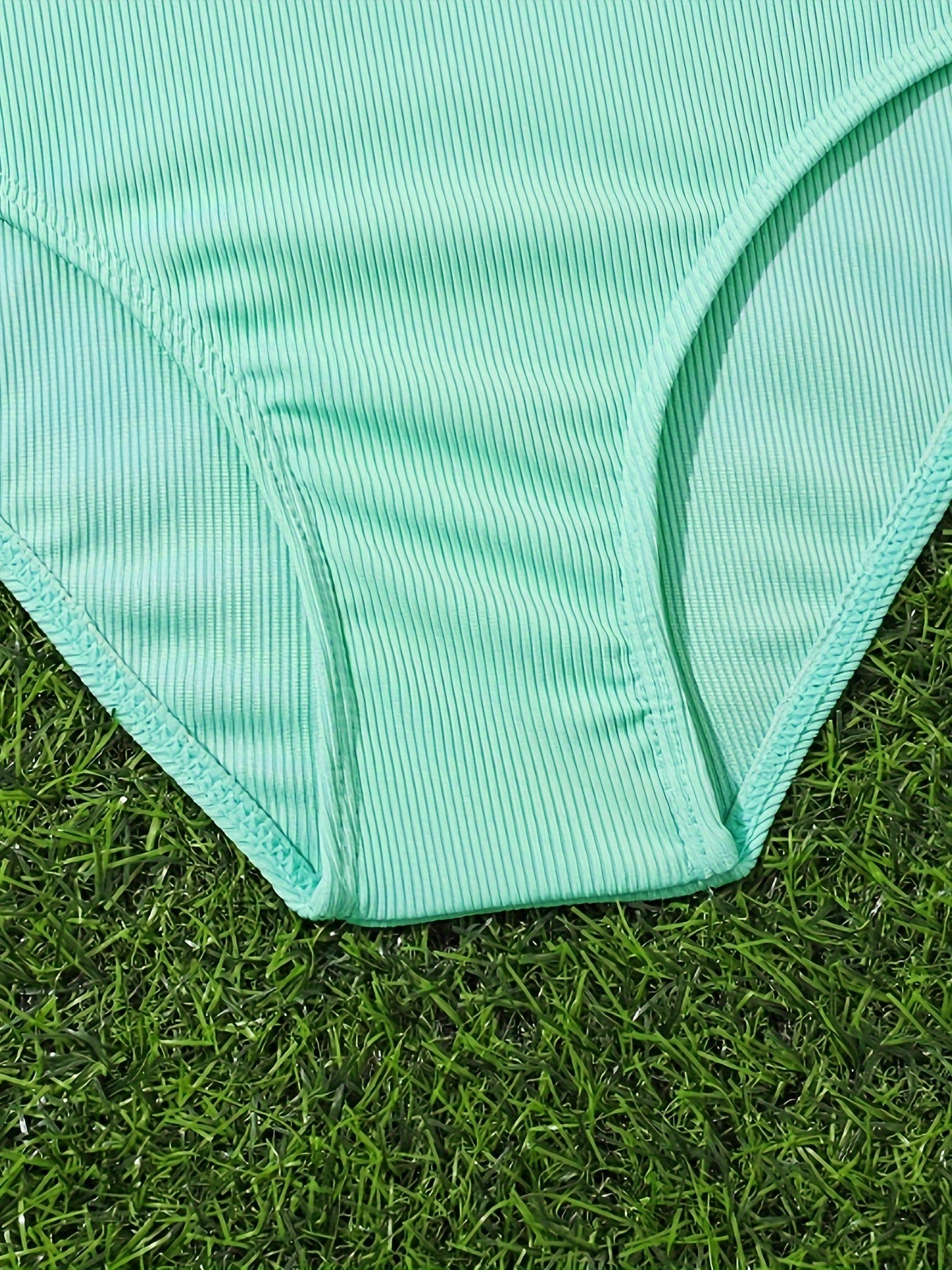 Girls Splicing Top Solid Briefs Bikini Set Beach Vacation Gift