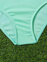 Girls Splicing Top Solid Briefs Bikini Set Beach Vacation Gift