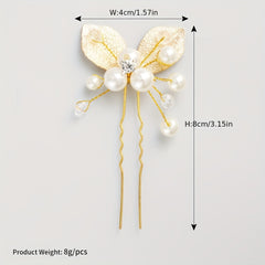 Golden Leaf Rhinestone Pearl Hairpin Bridal Bobby Pin Wedding Hair Accessories