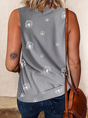 Graphic Print Tank Top Crew Neck Sleeveless Top