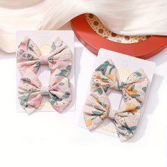 2pcs Floral Bow Lace Hair Clips for Proms & Baby Girls