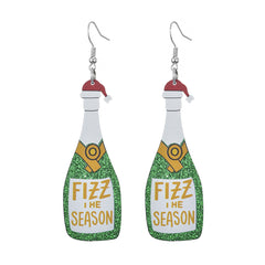 Christmas Beer Bottle Dangle Ear Stud Festivals Accessories