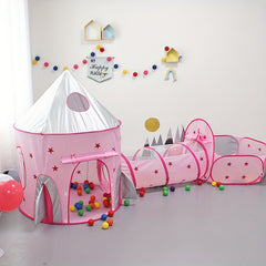 3pcs Indoor Rocket Castle Play Tent Toy House Bed Baby Birthday Gift
