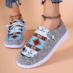 Women's Geometric Pattern Low Top Sneakers Lightweight Casual Shoes