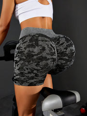 Camo High Waist Yoga Short Butt Lifting Slim Fit Stretchy Sports Short