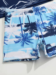 Boys Tropical Trees Swimwear Set Quick Dry Casual Kids Clothes