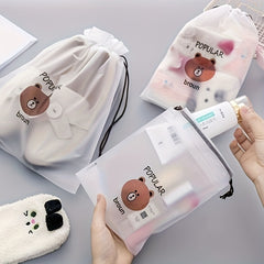 50pcs Bear PE Drawstring Bags for Towels & Shoes Storage