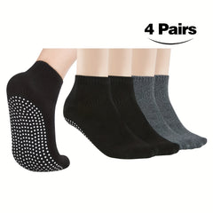 4 Pairs Women's Non-slip Yoga Pilates Socks Elastic Dance Training Socks