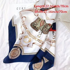 Vintage Silk Square Scarf Neckerchief Hair Accessories