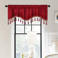 European Style Chenille Window Valance with Tassels - Soft and Stylish Wave