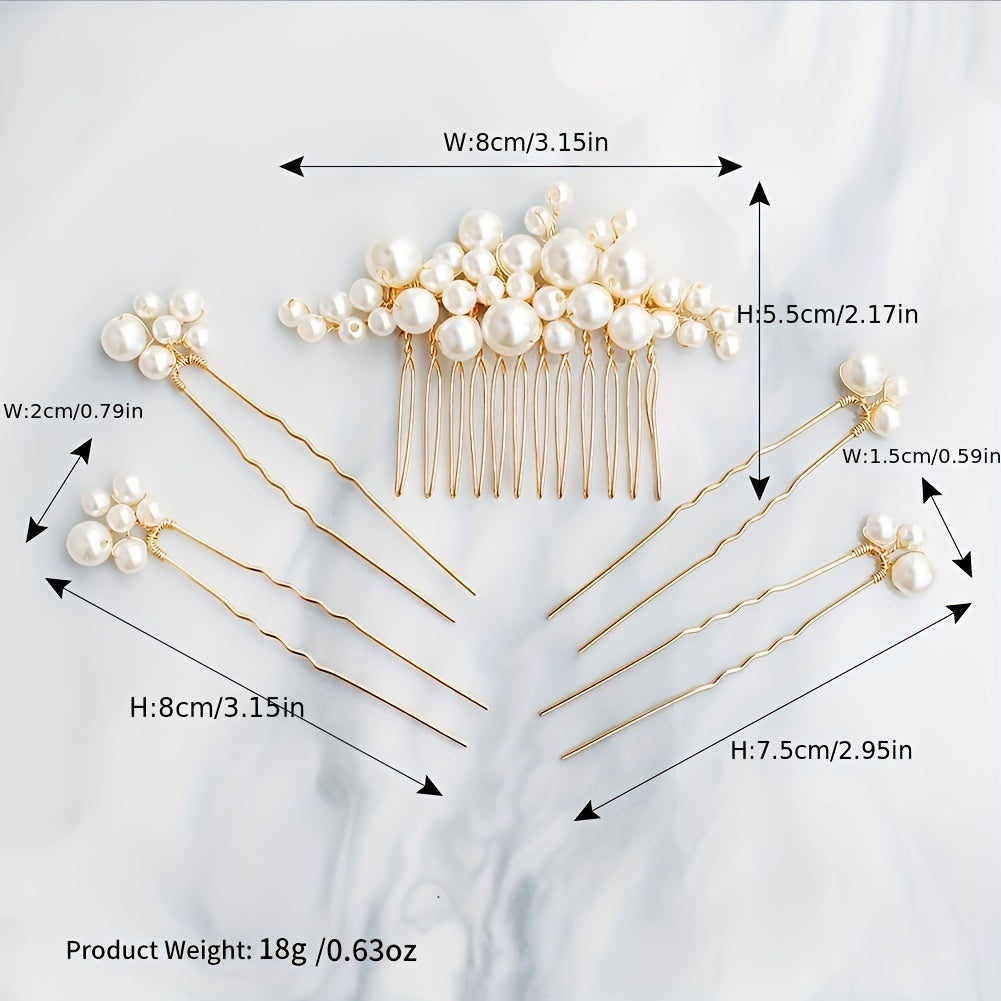 3PCS PACK Bridal Jewelry Hairpin Pearl U shaped Hairpin Bridesmaid Wedding Dress