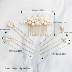 3PCS PACK Bridal Jewelry Hairpin Pearl U shaped Hairpin Bridesmaid Wedding Dress