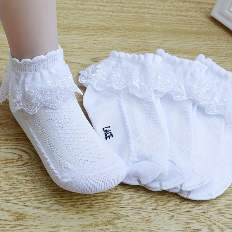 4 Pairs Girls Lace Ruffle Princess Sweet Dance Socks