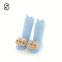Baby Girl's Non Slip Calf Socks Animal Doll Plush Soft Socks
