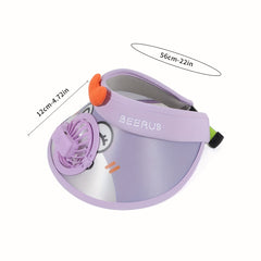 Heart Cartoon Fan Visor Hat Purple Sunshade UV Protection Sun Hat