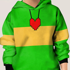 Pixel Heart Print Kid's Hoodie Clash Unisex Pullover