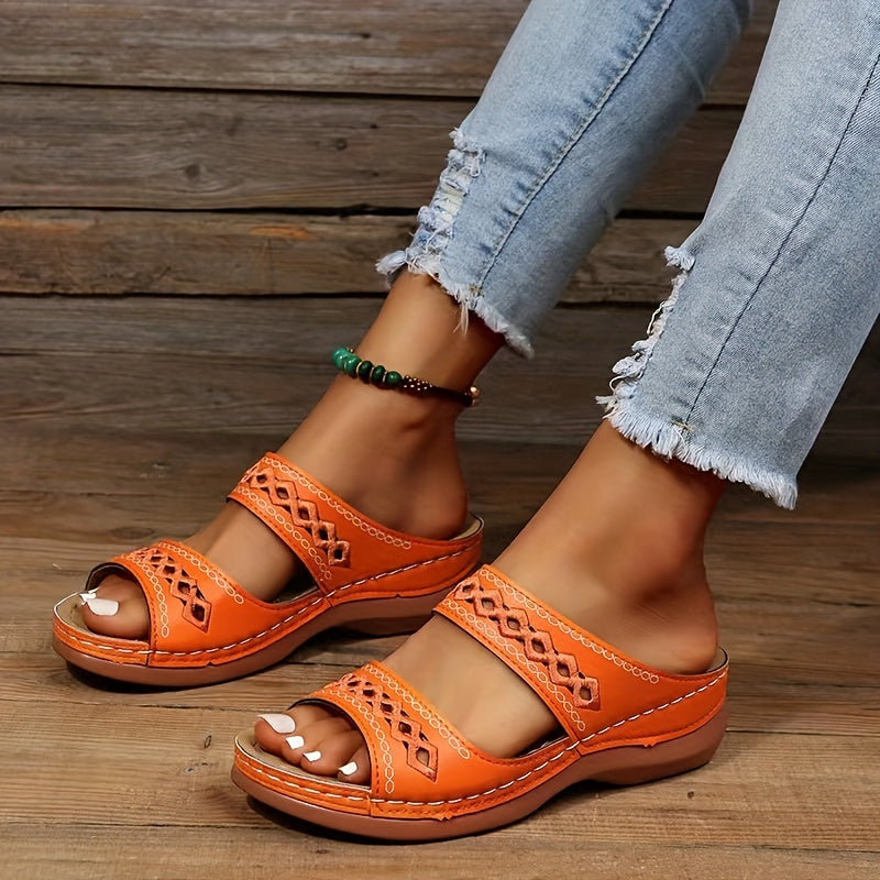 Open Toe Summer Wedge Sandals Arch Support Thick Sole