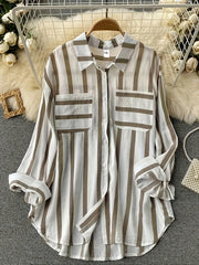 Stripe Print Long Sleeve Blouse
