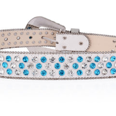 Silvery & PU Belt Block Rhinestone Decor Y2K Belt Hip Hop Jeans Pants Belt