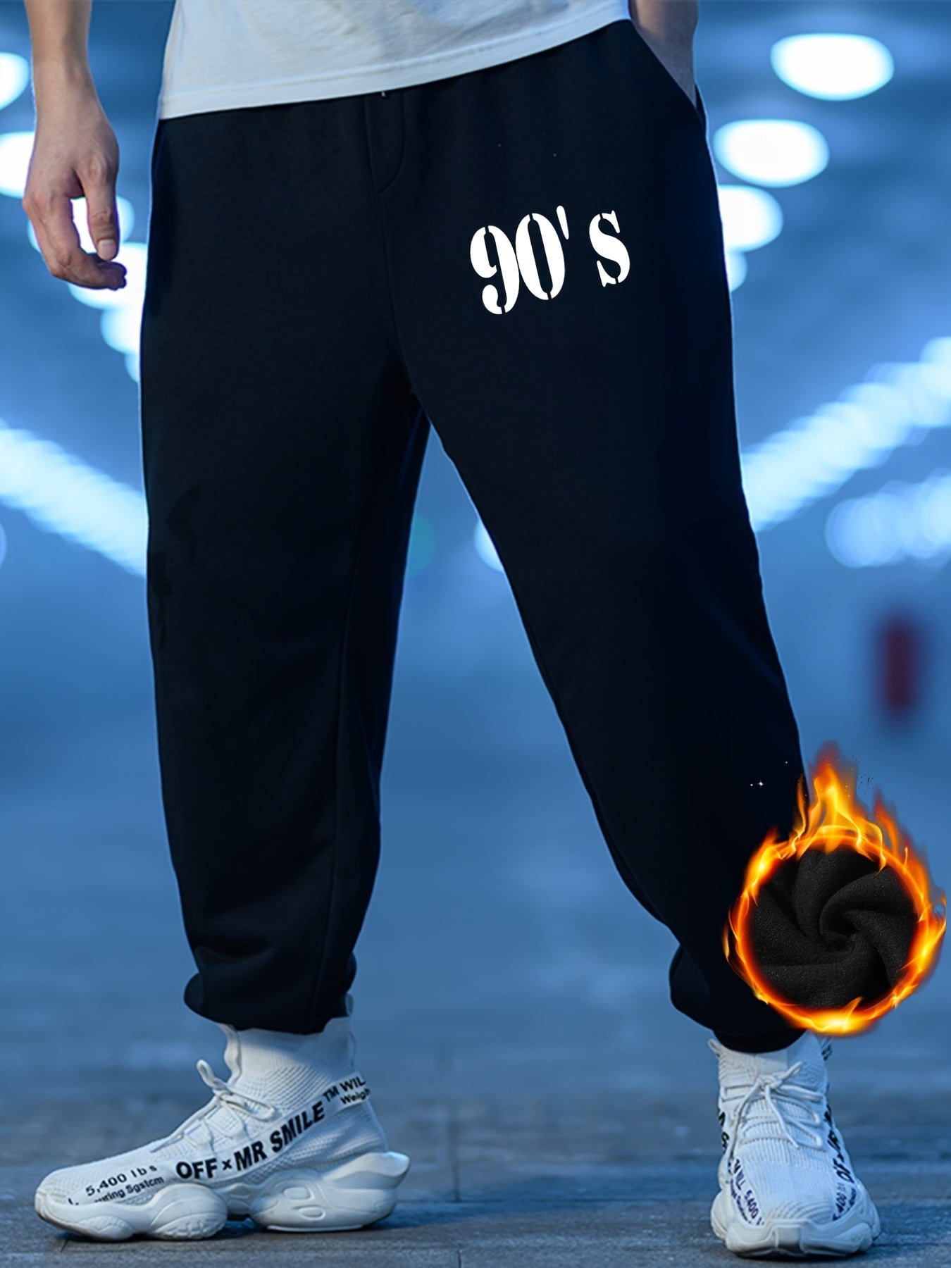 Men's Winter Warm Sweatpants Loose Fit Drawstring Jogger