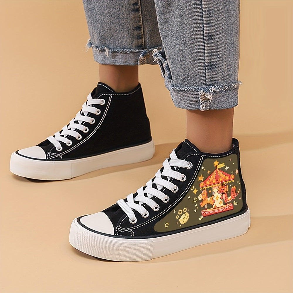 Dragon Pattern High Top Skate Shoes for Girls