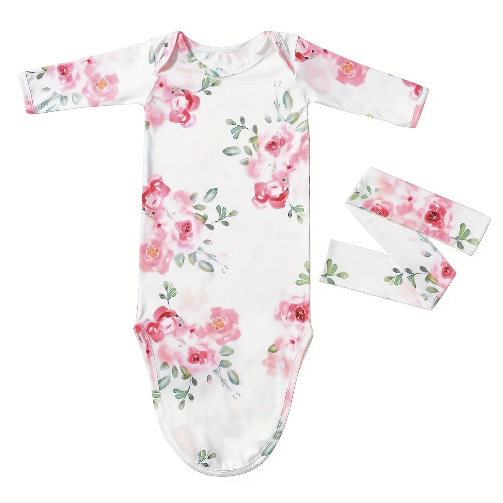 Newborn Photo Prop Stretch Sleeping Bag Set with Hairband