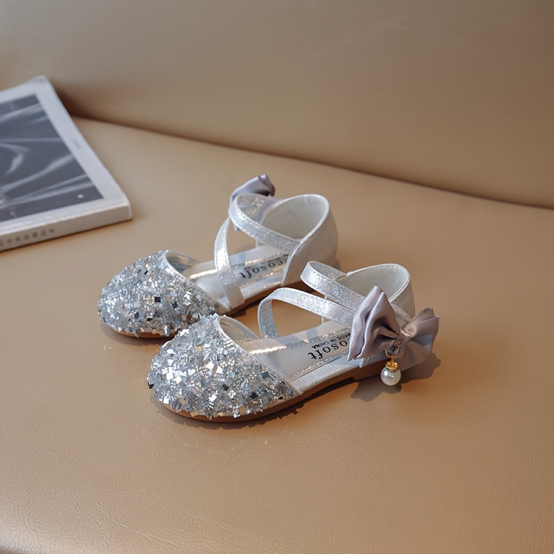 Girls Sequin Dress Shoes Soft Bottom Lightweight Breathable Shoes