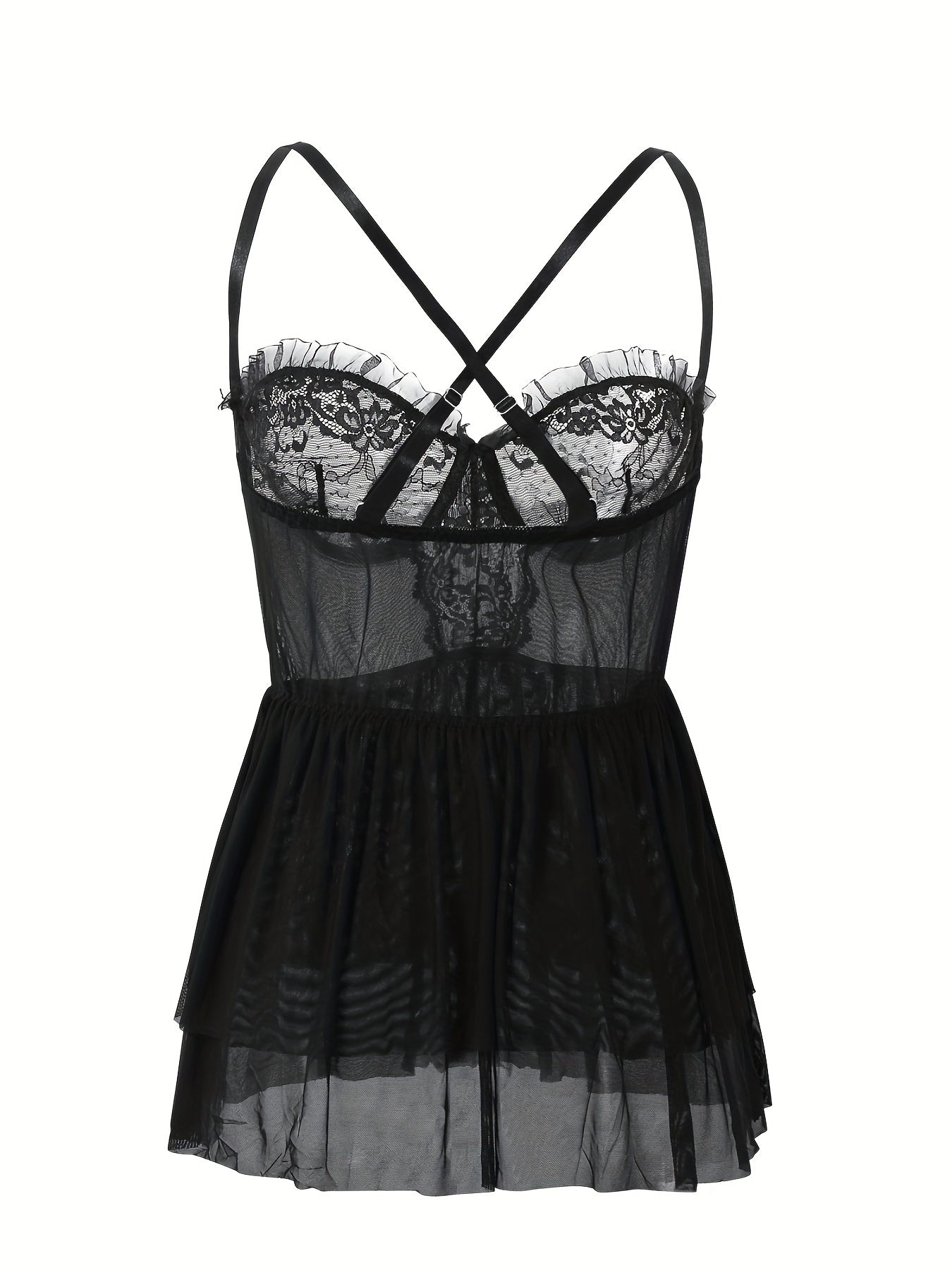 Plus Size Floral Jacquard Mesh Layered Cami Dress