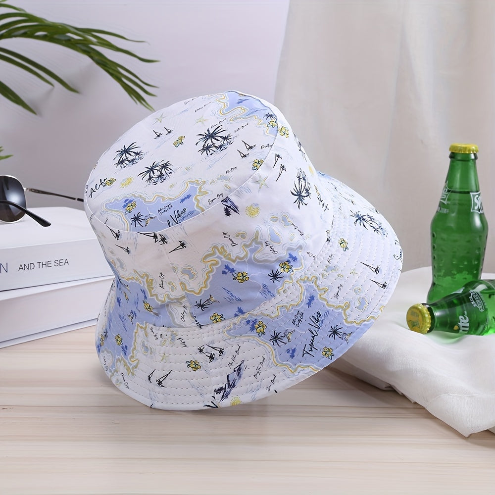 Coconut Tree Print Bucket Hat Unisex Sun Hat