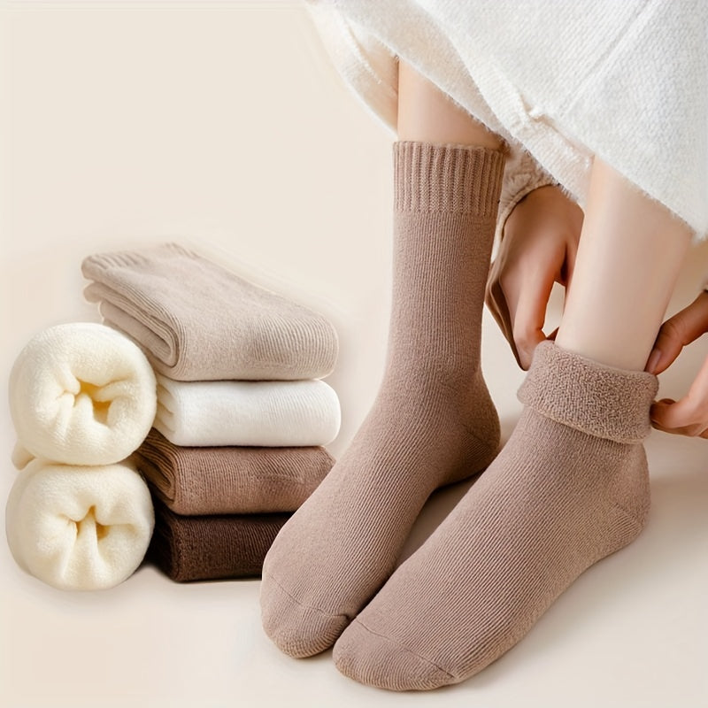 6 Pairs Solid Comfy & Warm Mid Tube Socks Women's Stockings