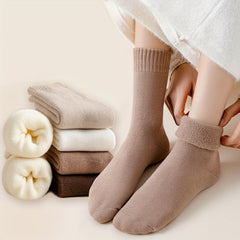 6 Pairs Solid Comfy & Warm Mid Tube Socks Women's Stockings