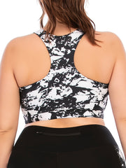 Marble Print Sports Bra Women's Plus Medium Stretch Yoga