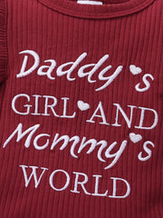 3pcs Baby Girls Letter Print Ruffle Bodysuit Set & Headband