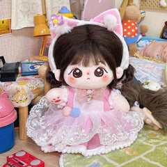Pink Fox Princess Dress Plush Doll Outfit for 7.8in Dolls