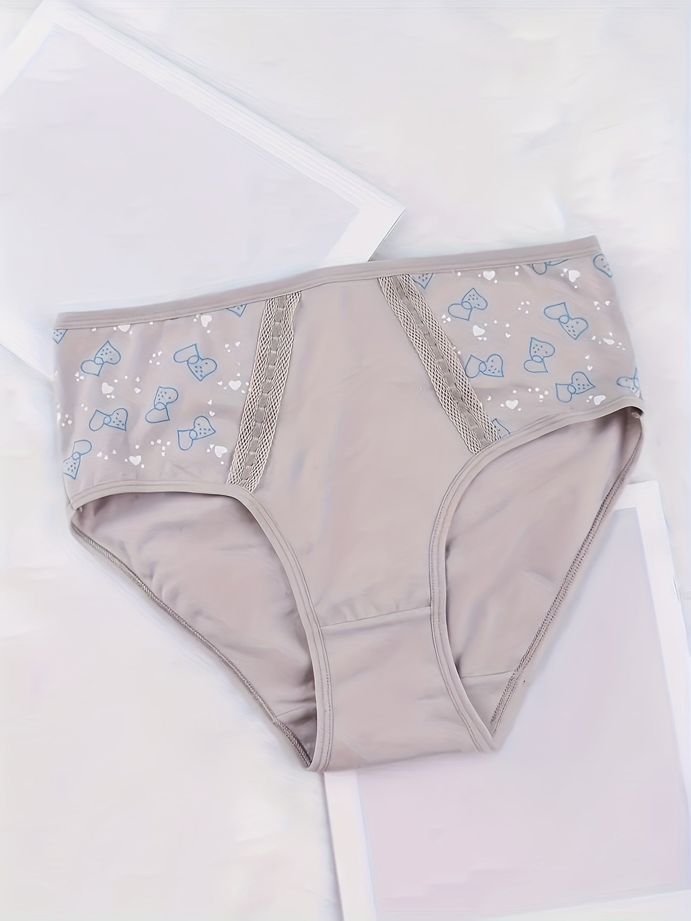 6pcs Heart Print Briefs Comfy & Breathable Intimates Panties
