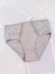 6pcs Heart Print Briefs Comfy & Breathable Intimates Panties