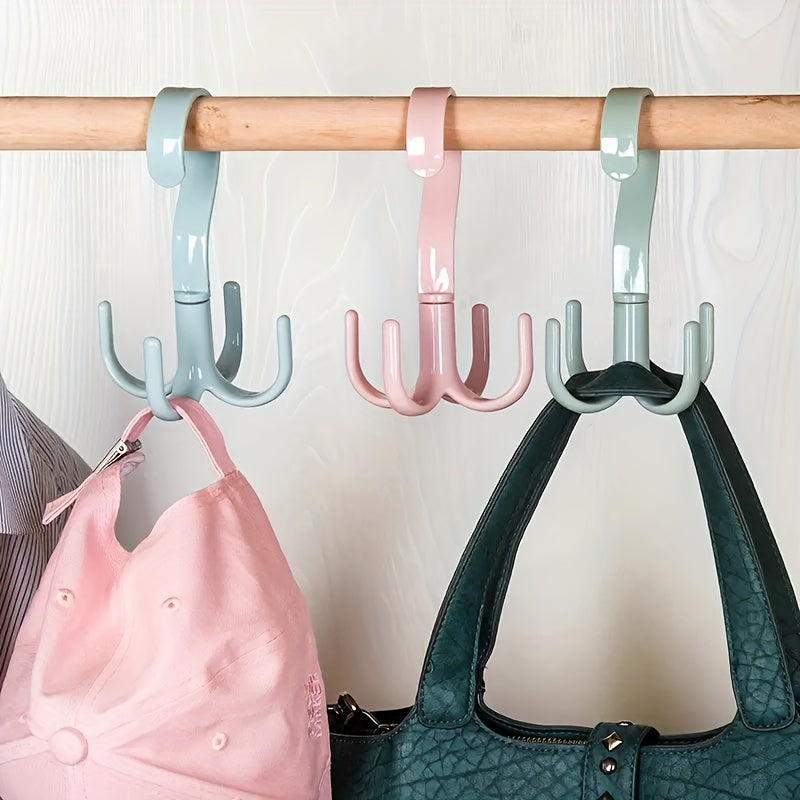 2pcs Rotated Hanger Hooks Wardrobe Clothes Rack Organizer Bag Shoes Belt Scarf