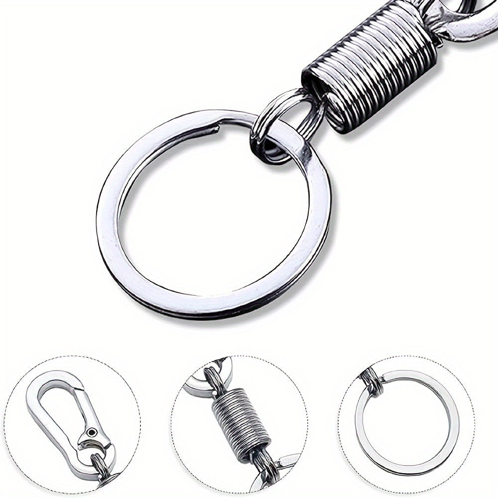 6pcs Spring Buckle Keychain Clip Key Ring Retractable Metal Key Holder Hook