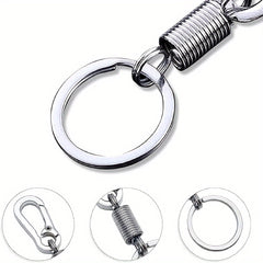 6pcs Spring Buckle Keychain Clip Key Ring Retractable Metal Key Holder Hook