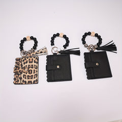 Chic Card Case with Bead Strap & Tassel Women's Coin Purse