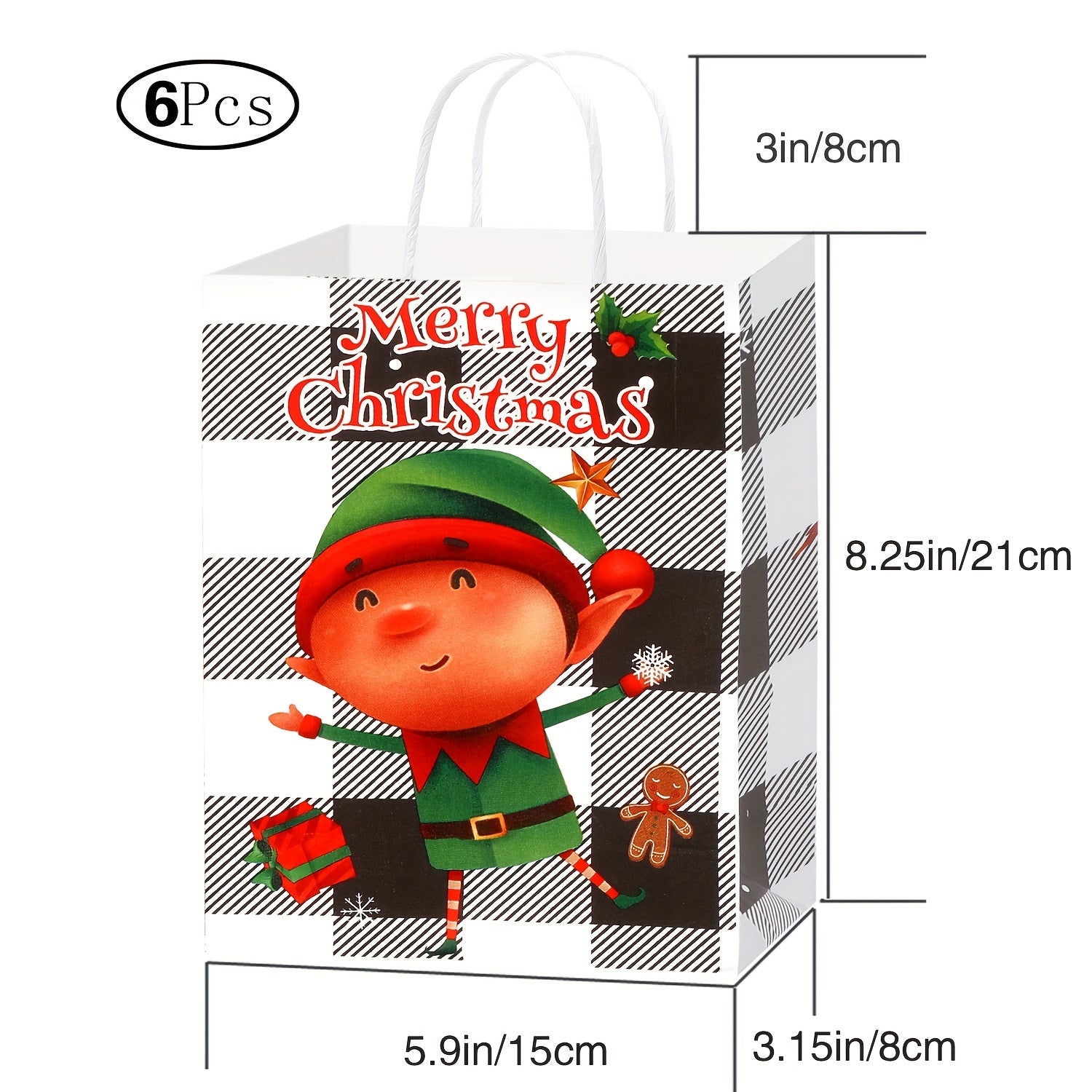 6pc Christmas Gift Bag Set with 12pcs Large Wrapping Papers in Red & Green