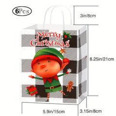 6pc Christmas Gift Bag Set with 12pcs Large Wrapping Papers in Red & Green