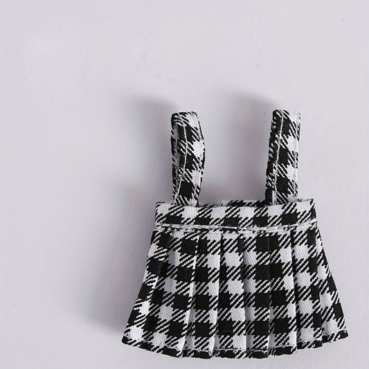 Plaid Skirt with Suspenders for OB11 Dolls