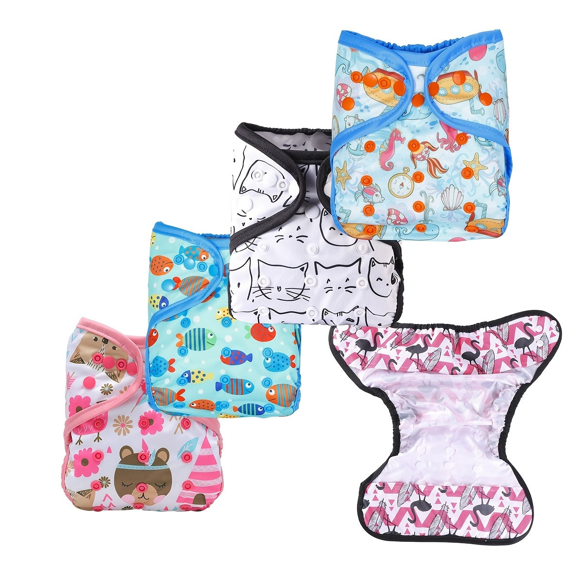 Waterproof Cloth Diaper Covers, Adjustable Size & Fun Patterns