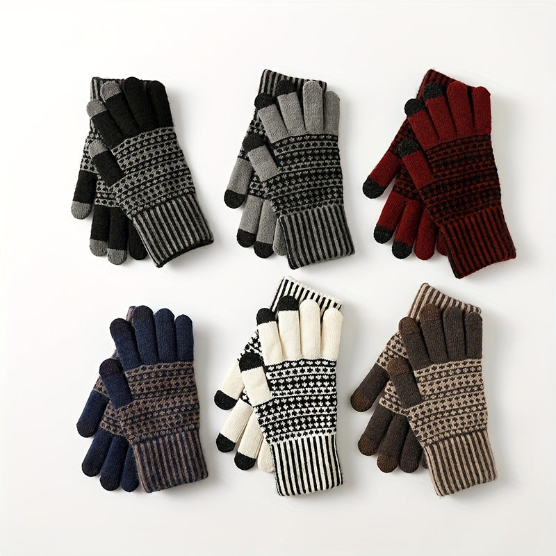 Winter Touch Screen Thickened Knitted Gloves For Men
